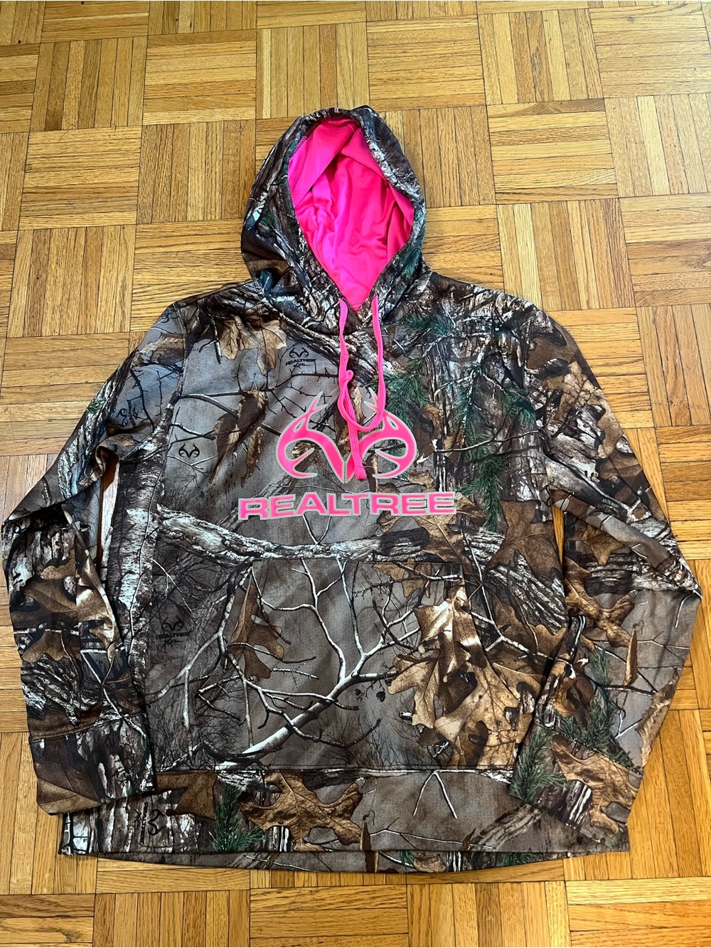 Realtree Camo Hoodie with Bright Pink Lining